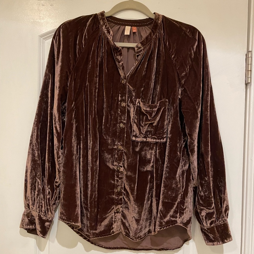 Anthropologie Pilcro button down velvet shirt